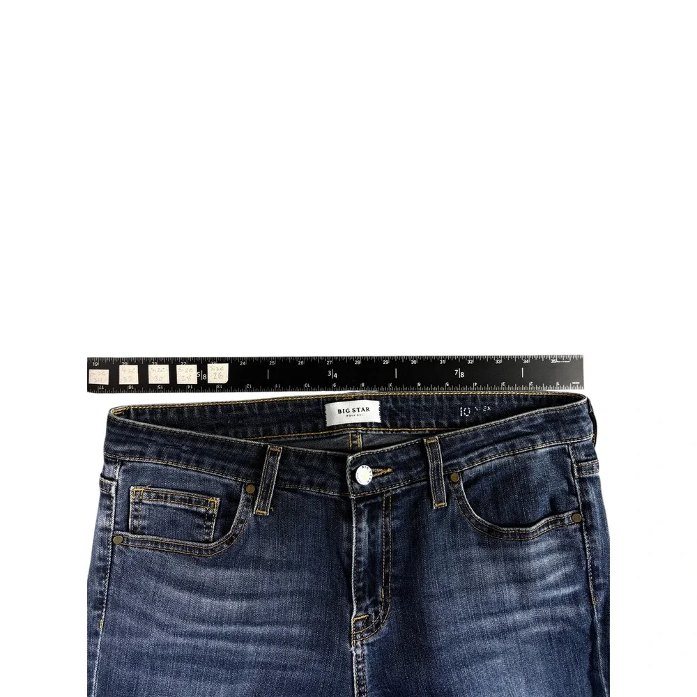 Big Star Nova XVI Slim Jeans Mens 31 Blue Denim Dark Wash Faded Mid Rise Stretch